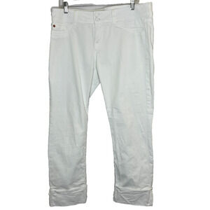 Women's 32 Hudson Ginny White Cuffed Low Rise Skinny Jeans Cotton Blend